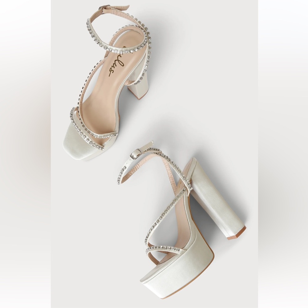 LULUS- Elegant Ivory Platform Heels - bridal or prom